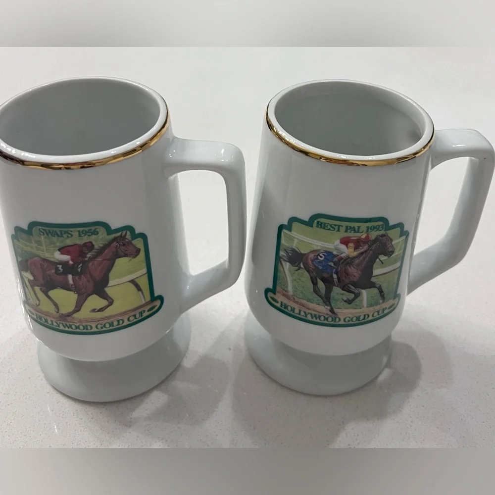 Hollywood Park‎ 1994 Gold Cup Best Pal & Swaps Mug Set Horse Racing Set Of 2